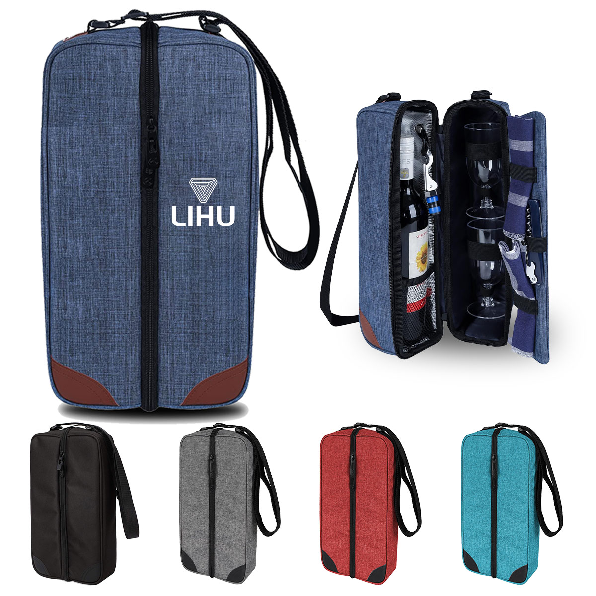 Wine Tote Bag with Cooler Compartment And Picnic Sets