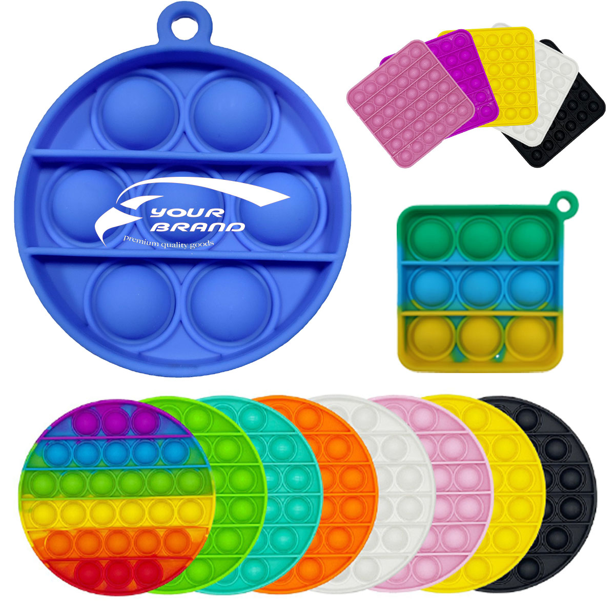 Mini Color Printed Decompression Toy Pioneer Bubble Keychain