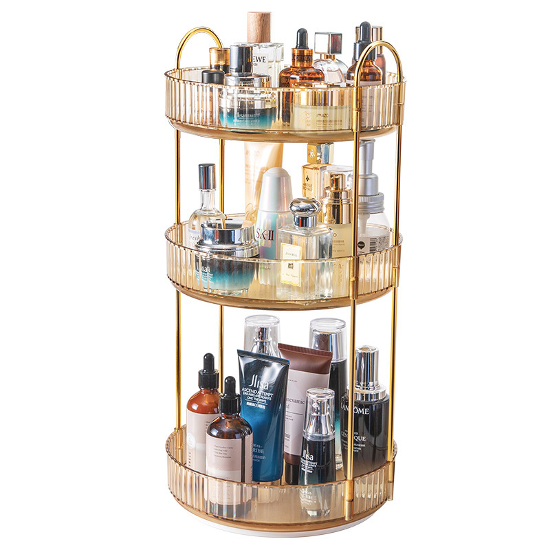 Cosmetic Organiser 360 Rotating High-Capacity Skincare Clear Make Up Storage Shelf Detachable makeup organiser box has three layers.