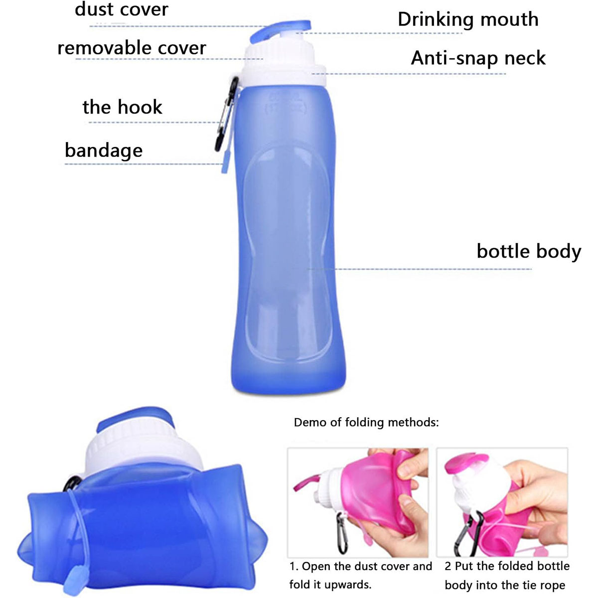 Collapsible Silica Gel Outdoor Sports Travel Water Bottle
