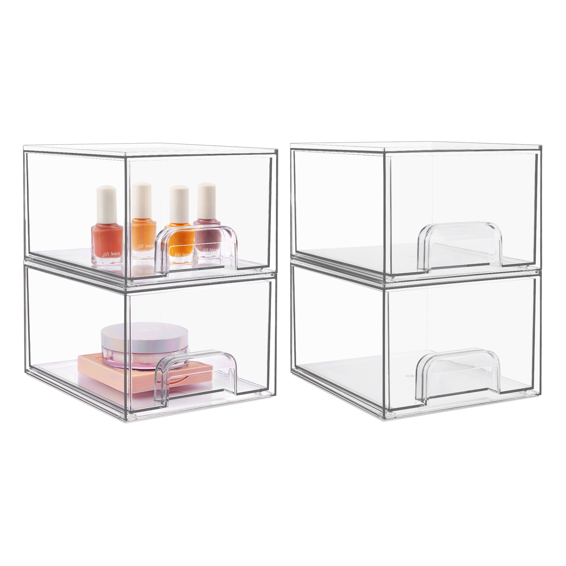 4-Piece Stackable Cosmetic Storage Box and Drawer Set