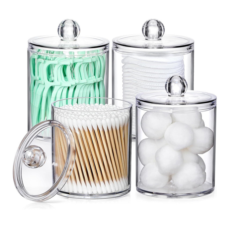 Transparent PS Cotton Swab and Cotton Pad Storage Boxes with Lid