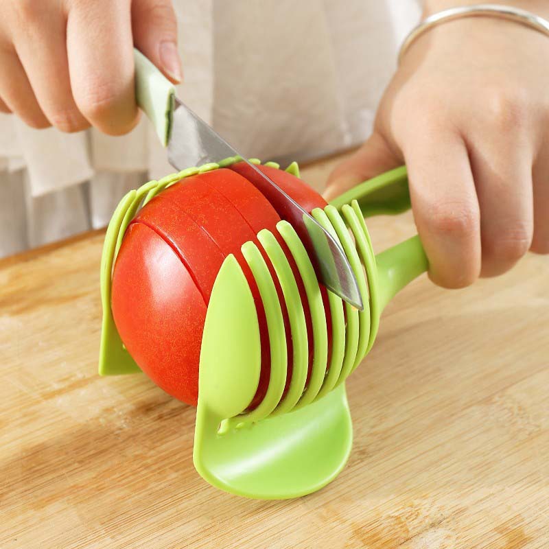 Multi-functional Fruit Slicer, Plastic Slicer with Handle for Tomatoes, Potatoes, and Lemons.